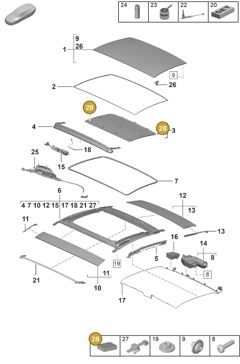 9P1898550 — Porsche 911 (2024-2025) diagram p53811000, position 28
