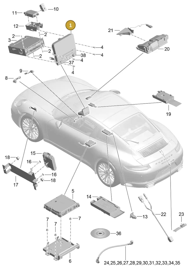 9P1906961D — Porsche 911 (2016-2019) diagram p47911000, position 1