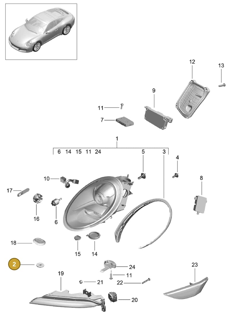 9P1941118 — Porsche 911 (2016-2019) diagram p47905000, position 2