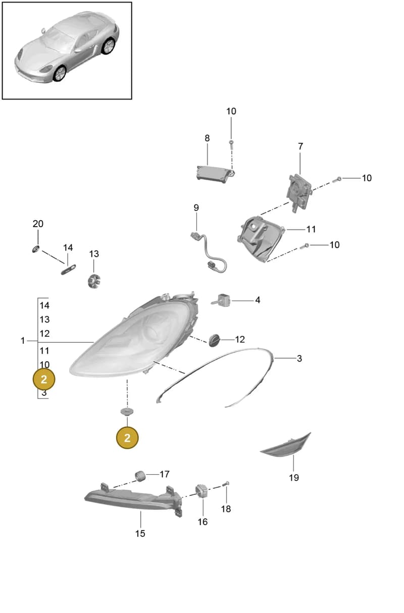 9P1941118 — Porsche Cayman (2016-2019) diagram p50905000, position 2