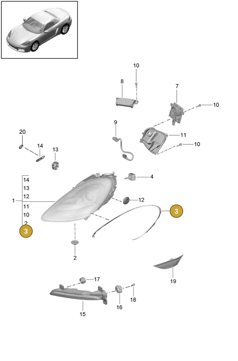 9P1941298 — Porsche Boxster (2016-2019) diagram p48905000, position 3+5