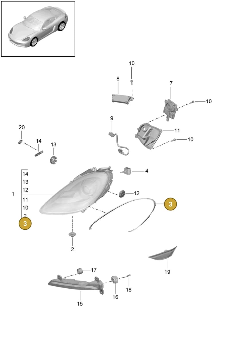 9P1941298 — Porsche Cayman (2016-2019) diagram p50905000, position 3+5