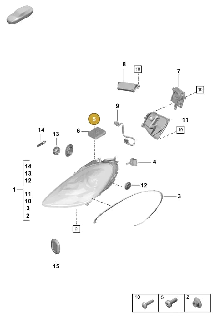 9P1941298 — Porsche Boxster Spyder (2019-2020) diagram p55905010, position 5