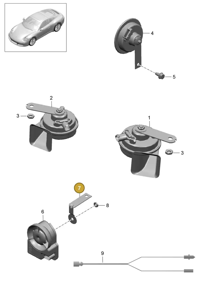 9P1947101 — Porsche 911 (2016-2019) diagram p47903000, position 7