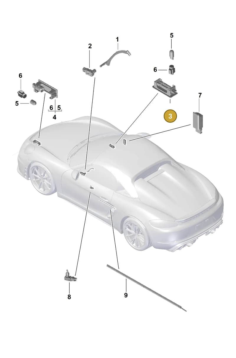 9P1947409 — Porsche Boxster Spyder (2019-2020) diagram p54903040, position 3