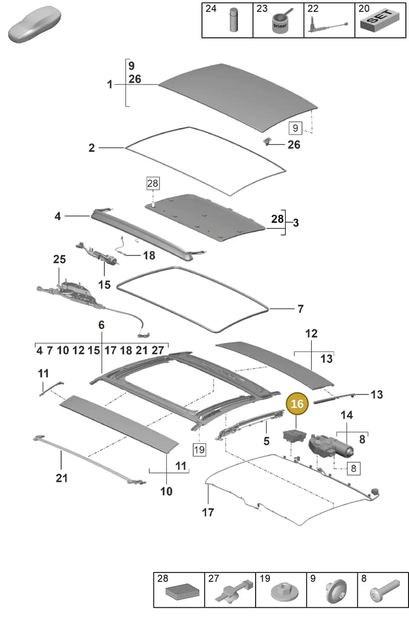 9P1959700A — Porsche 911 (2024-2025) diagram p53811000, position 16