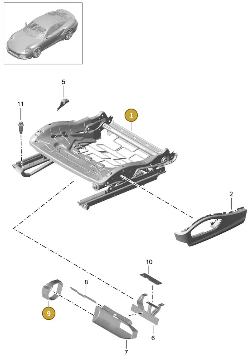 9P1971366B — Porsche 911 (2013-2020) diagram p42817030, position 1+9