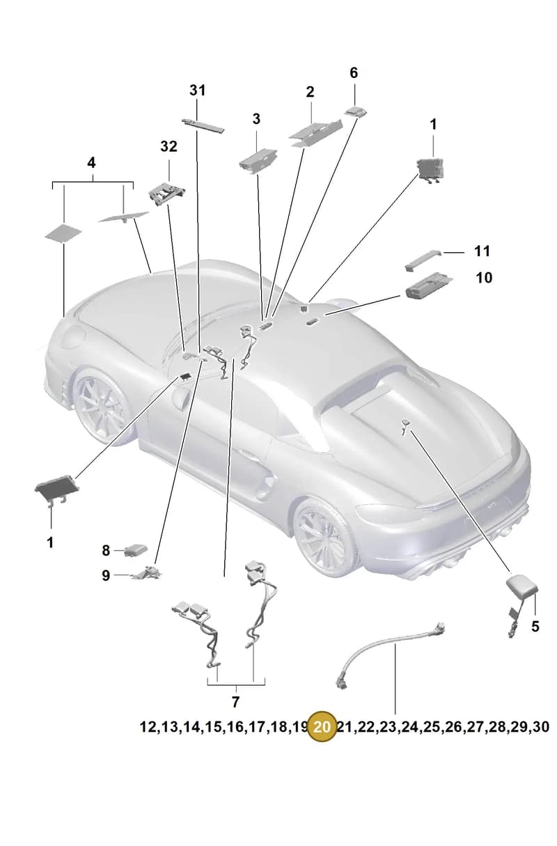 9P1979010 — Porsche Boxster Spyder (2019-2020) diagram p54911020, position 20