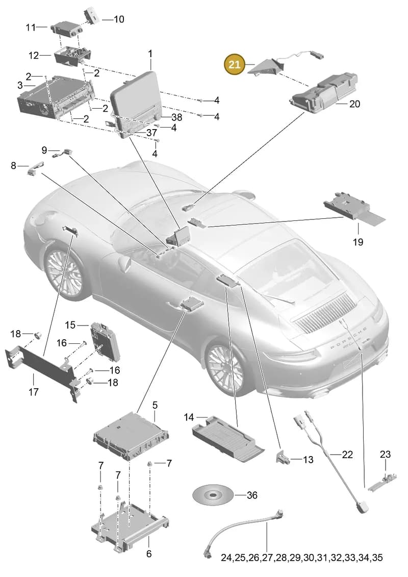 9P1979015 — Porsche 911 (2016-2019) diagram p47911000, position 21