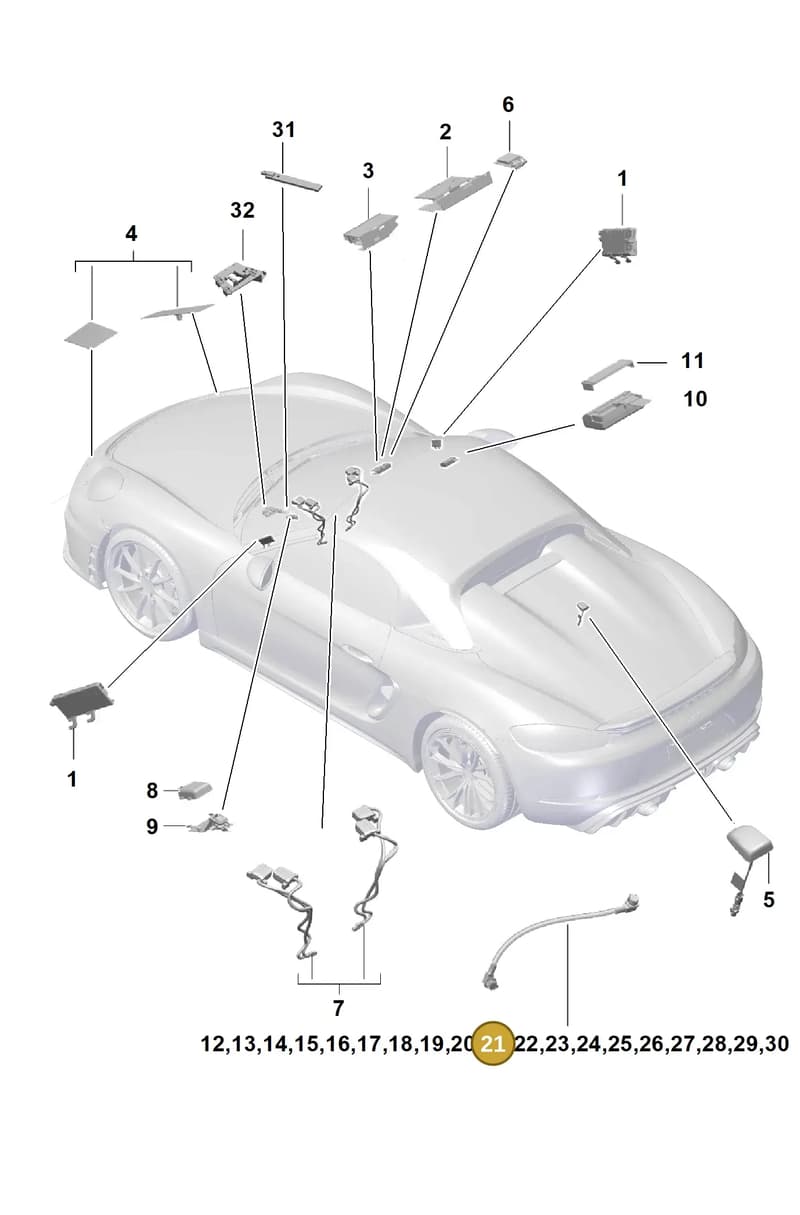 9P1979015 — Porsche Boxster Spyder (2019-2020) diagram p54911020, position 21