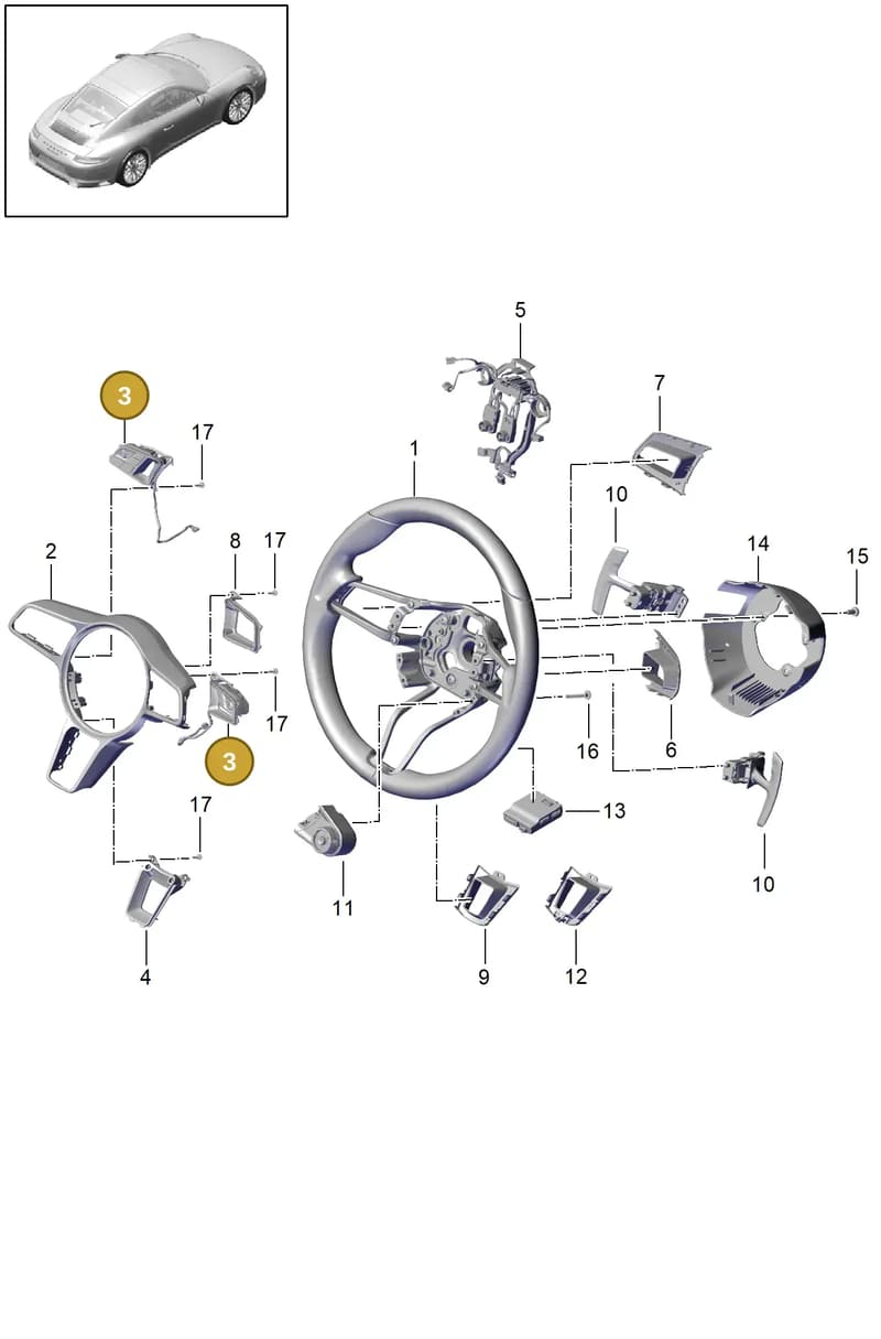 9P1998537GT8 — Porsche 911 (2016-2019) diagram p47403010, position 3