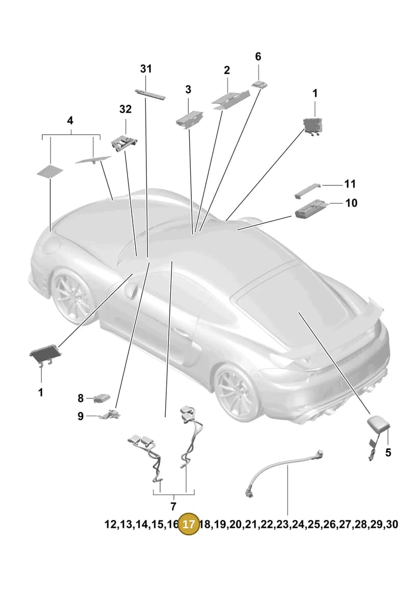 9P3979007 — Porsche Cayman (2019-2022) diagram p55911020, position 17