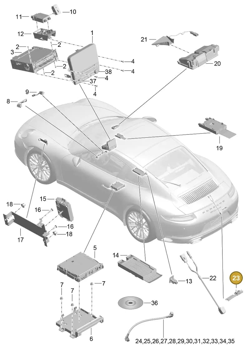 9P3979011 — Porsche 911 (2016-2019) diagram p47911000, position 23