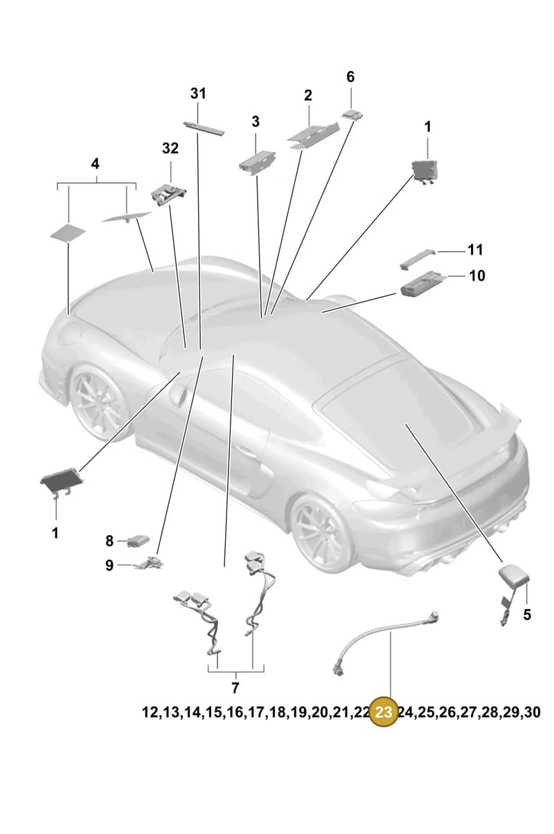 9P3979014 — Porsche Cayman (2019-2022) diagram p55911020, position 23