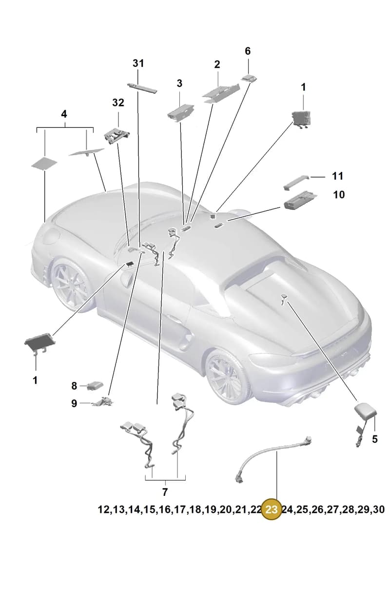9P3979014 — Porsche Boxster Spyder (2019-2020) diagram p54911020, position 23