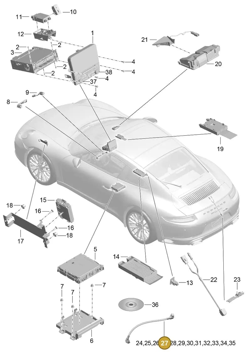 9P3979016 — Porsche 911 (2016-2019) diagram p47911000, position 27