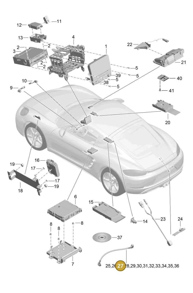 9P3979016 — Porsche Cayman (2016-2019) diagram p50911000, position 27