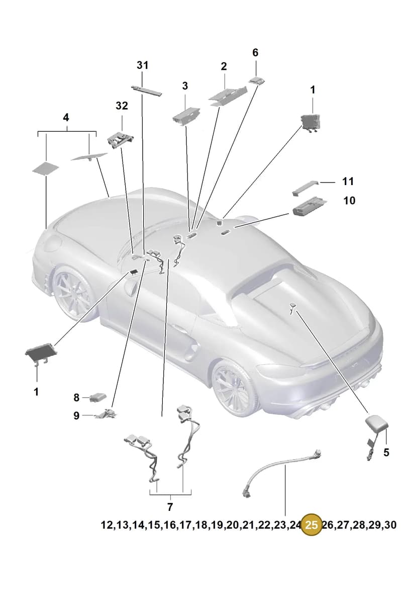 9P3979016 — Porsche Boxster Spyder (2019-2020) diagram p54911020, position 25