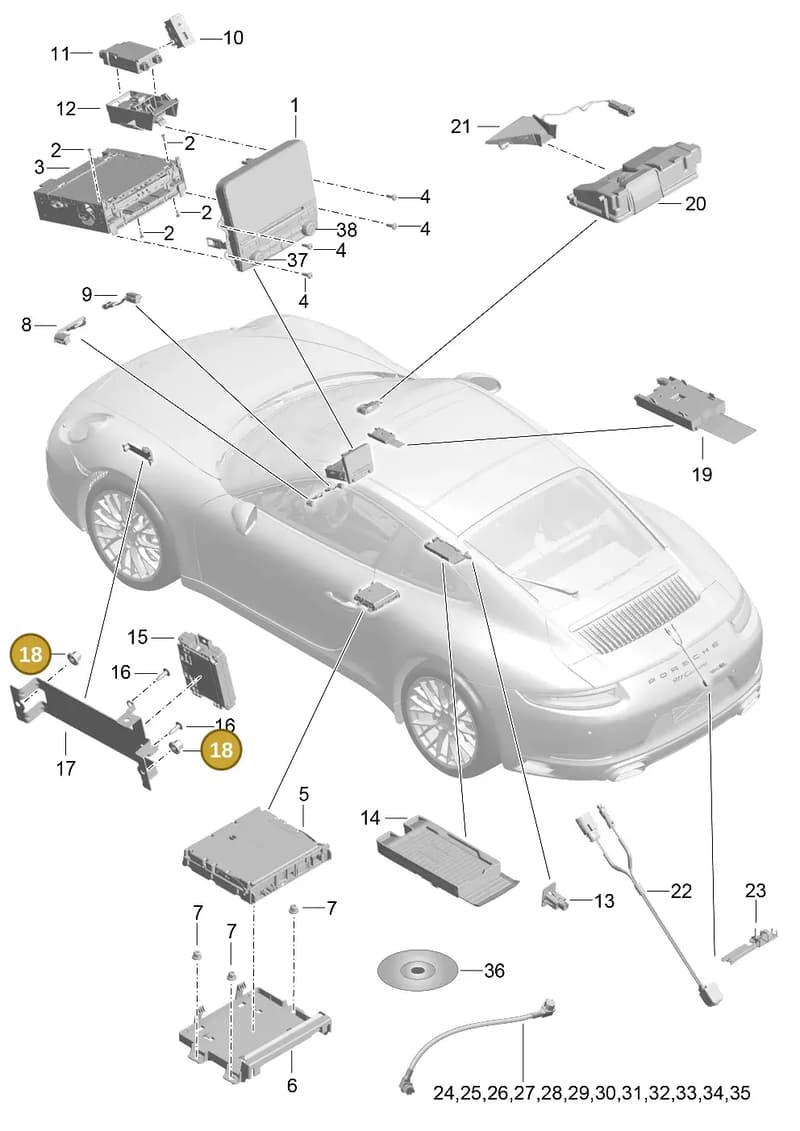 9P3979018 — Porsche 911 (2016-2019) diagram p47911000, position 18