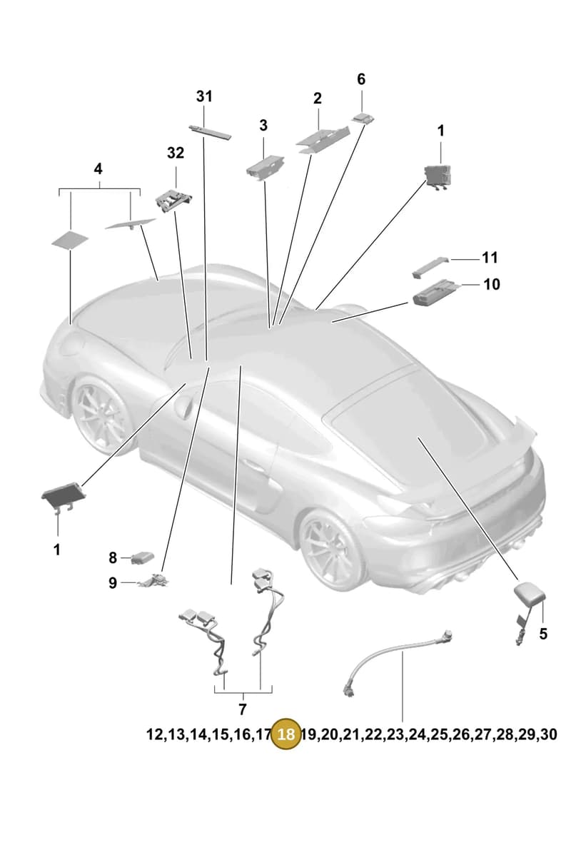 9P3979018 — Porsche Cayman (2019-2022) diagram p55911020, position 18
