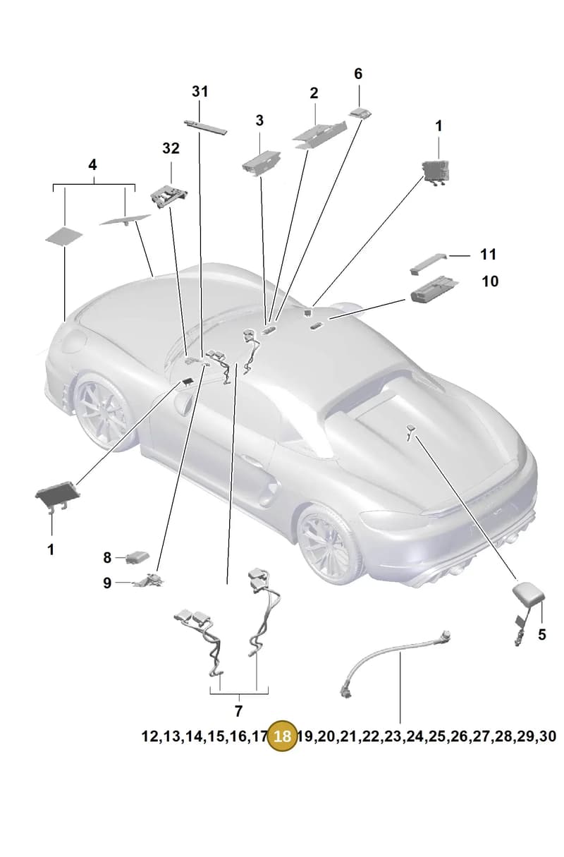 9P3979018 — Porsche Boxster Spyder (2019-2020) diagram p54911020, position 18