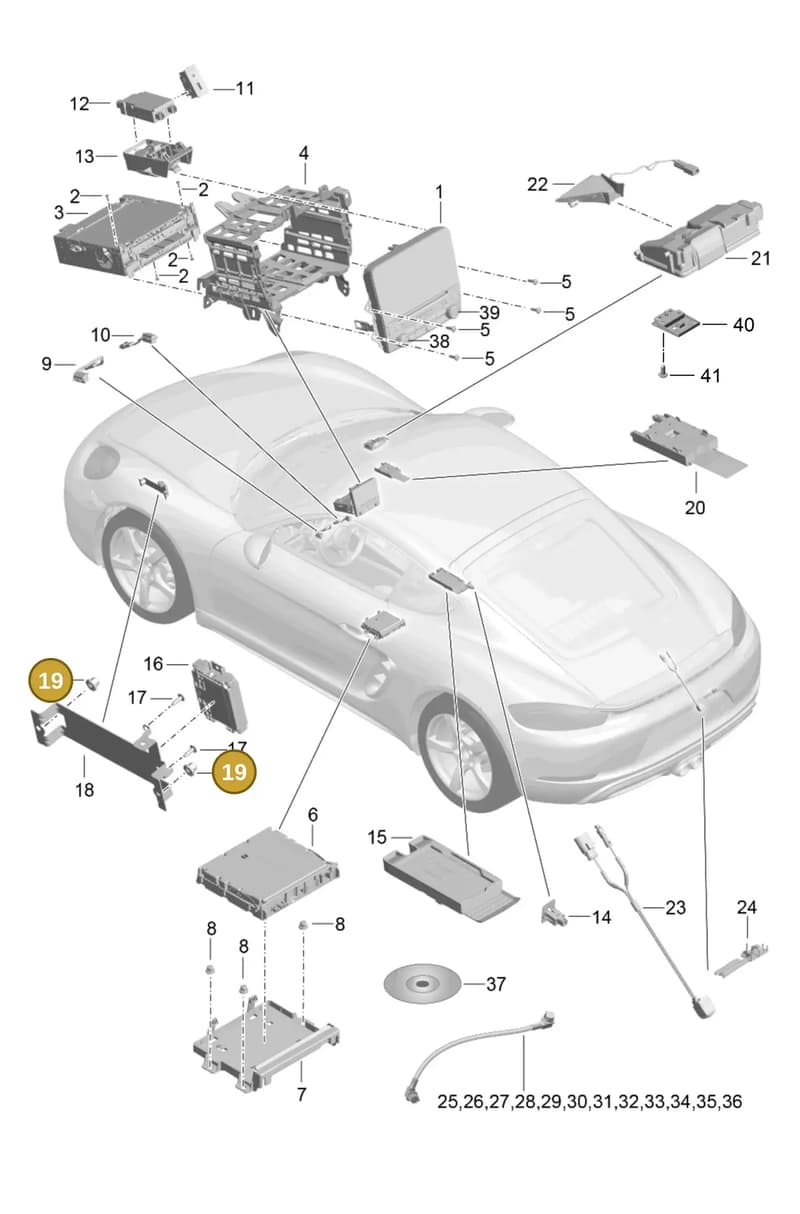 9P3979019 — Porsche Cayman (2016-2019) diagram p50911000, position 19