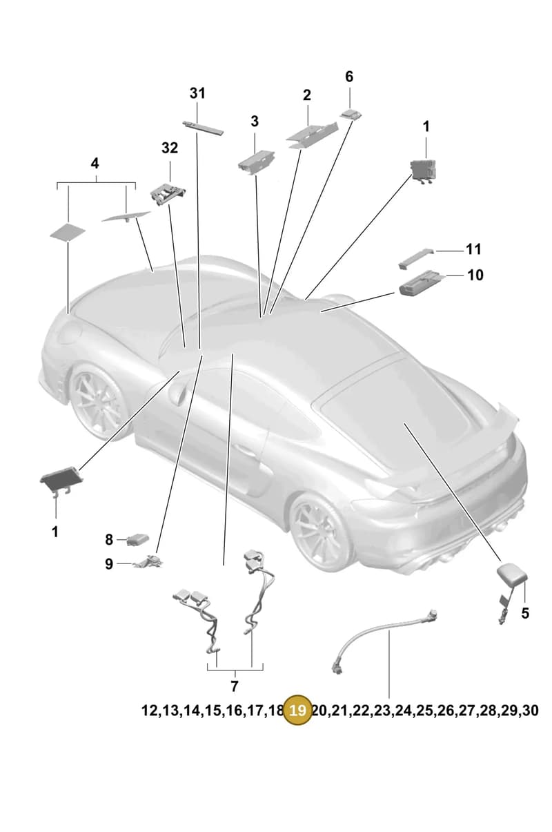 9P3979019A — Porsche Cayman (2019-2022) diagram p55911020, position 19