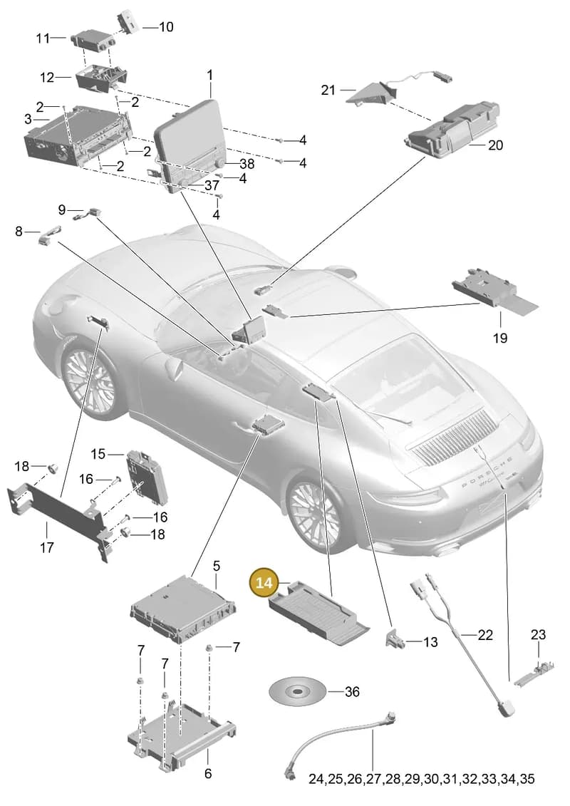 9P3979023 — Porsche 911 (2016-2019) diagram p47911000, position 14