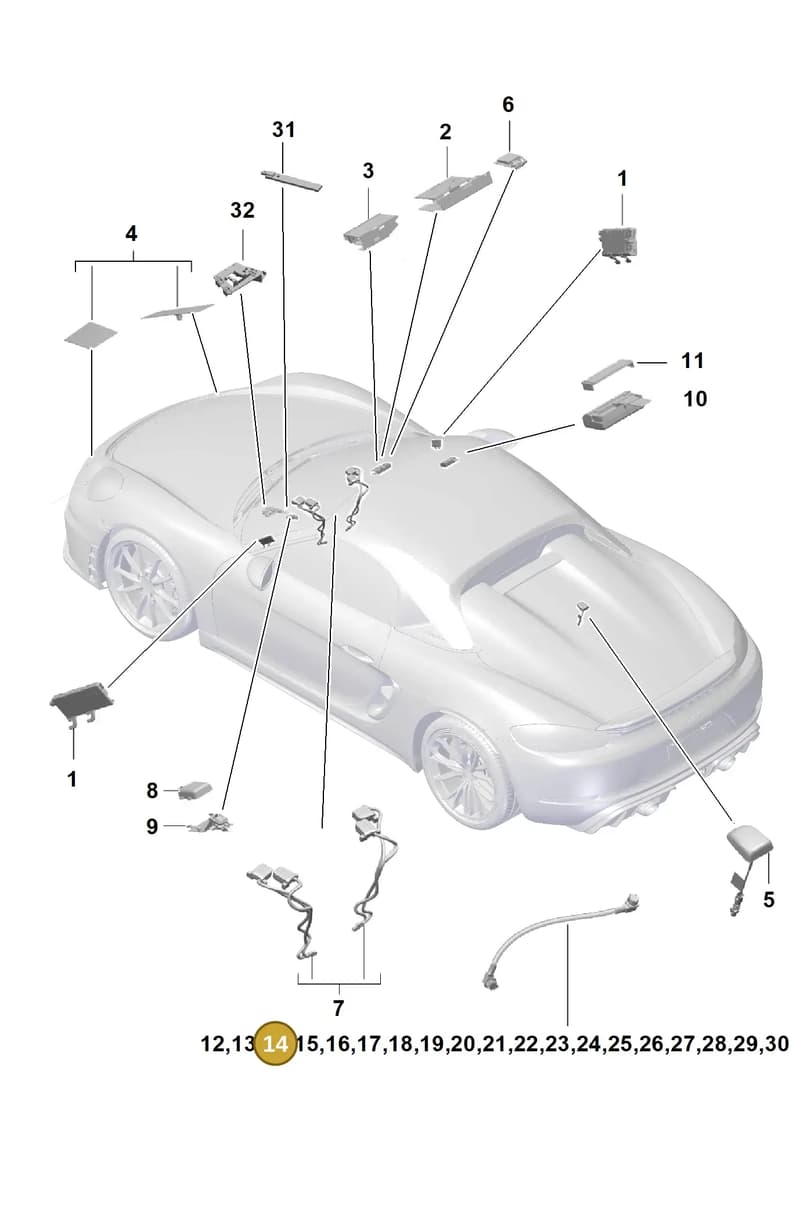 9P3979023 — Porsche Boxster Spyder (2019-2020) diagram p54911020, position 14
