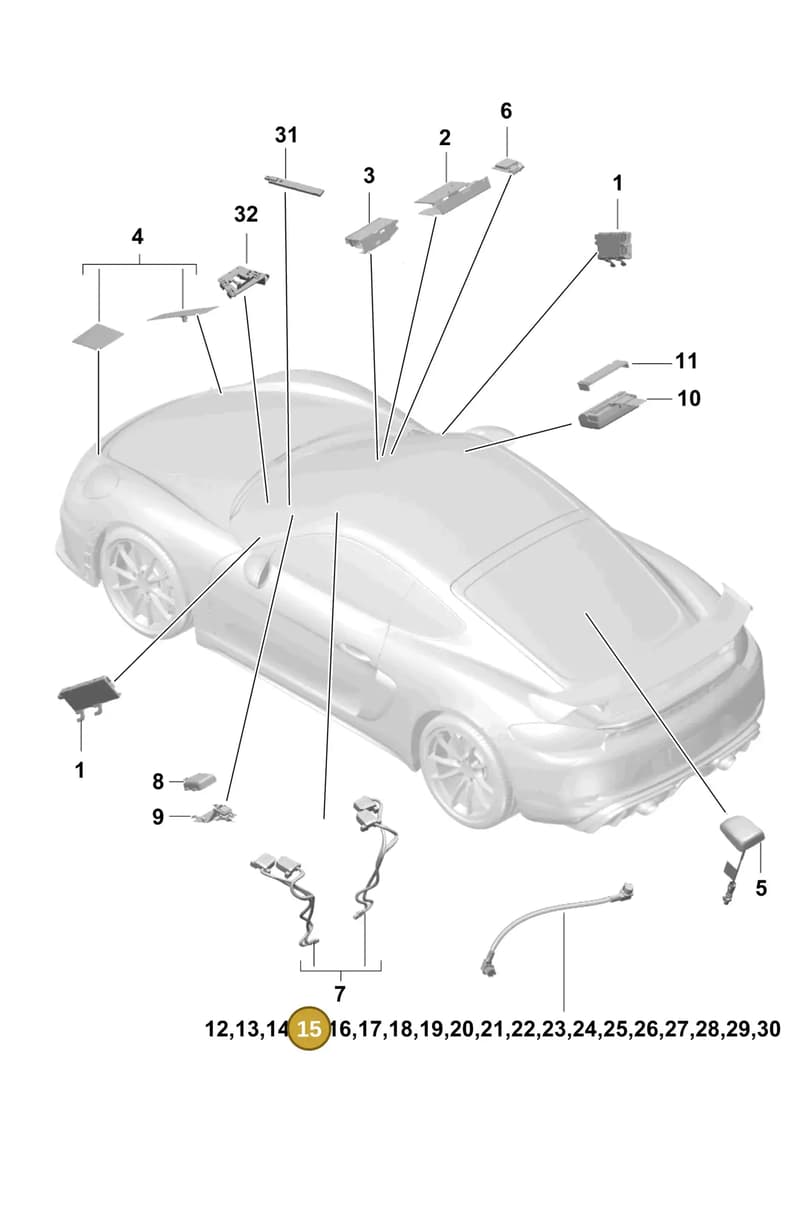 9P4979005A — Porsche Cayman (2019-2022) diagram p55911020, position 15