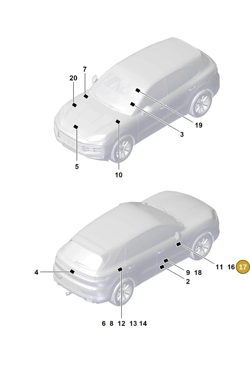 9Y0010010B — Porsche Cayenne Coupe (2023-2023) diagram p60003100, position 17