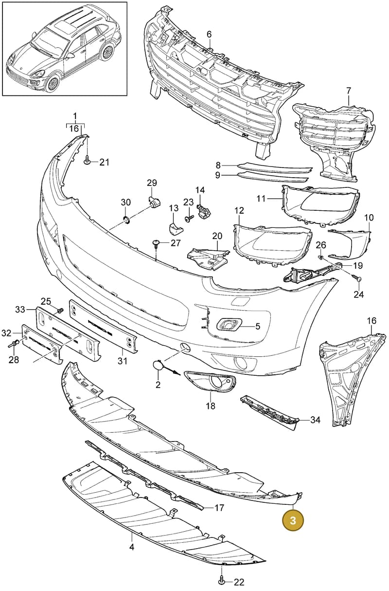 9Y0043100009B9 — Porsche Cayenne (2010-2018) diagram p37802010, position 3