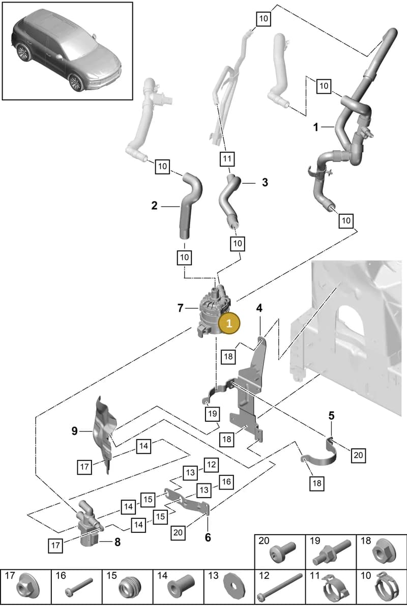 9Y0121036B — Porsche Cayenne (2017-2023) diagram p51815320, position 1