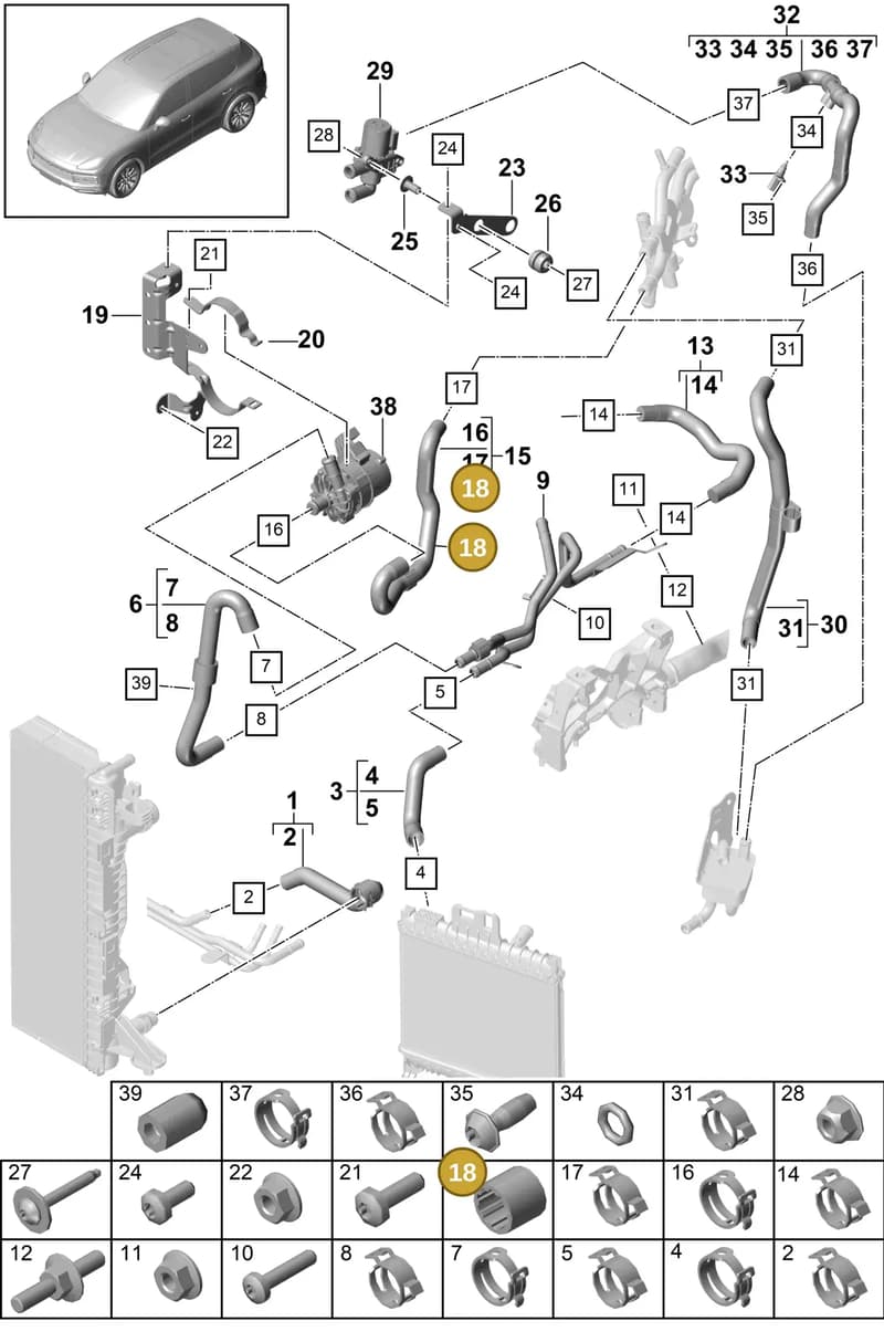9Y0121081 — Porsche Cayenne (2017-2023) diagram p51105100, position 18