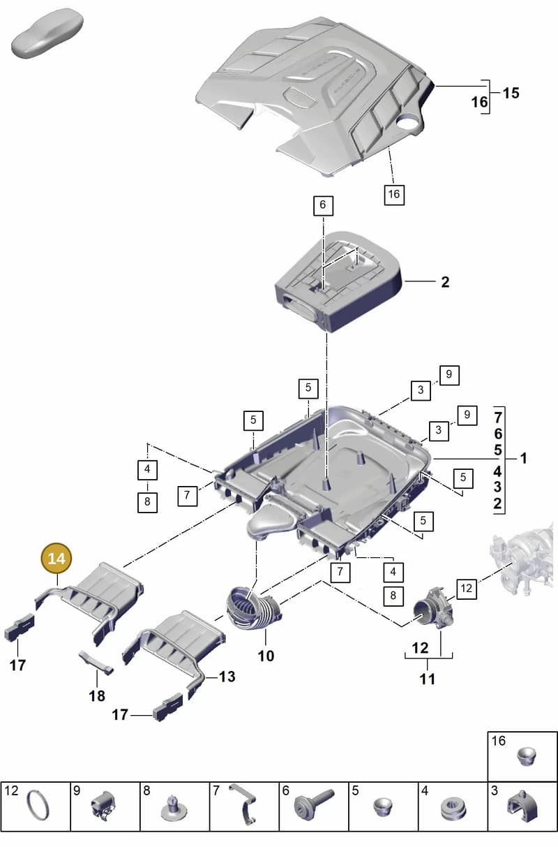 9Y0129510D — Porsche Cayenne Coupe (2023-2023) diagram p60106010, position 14