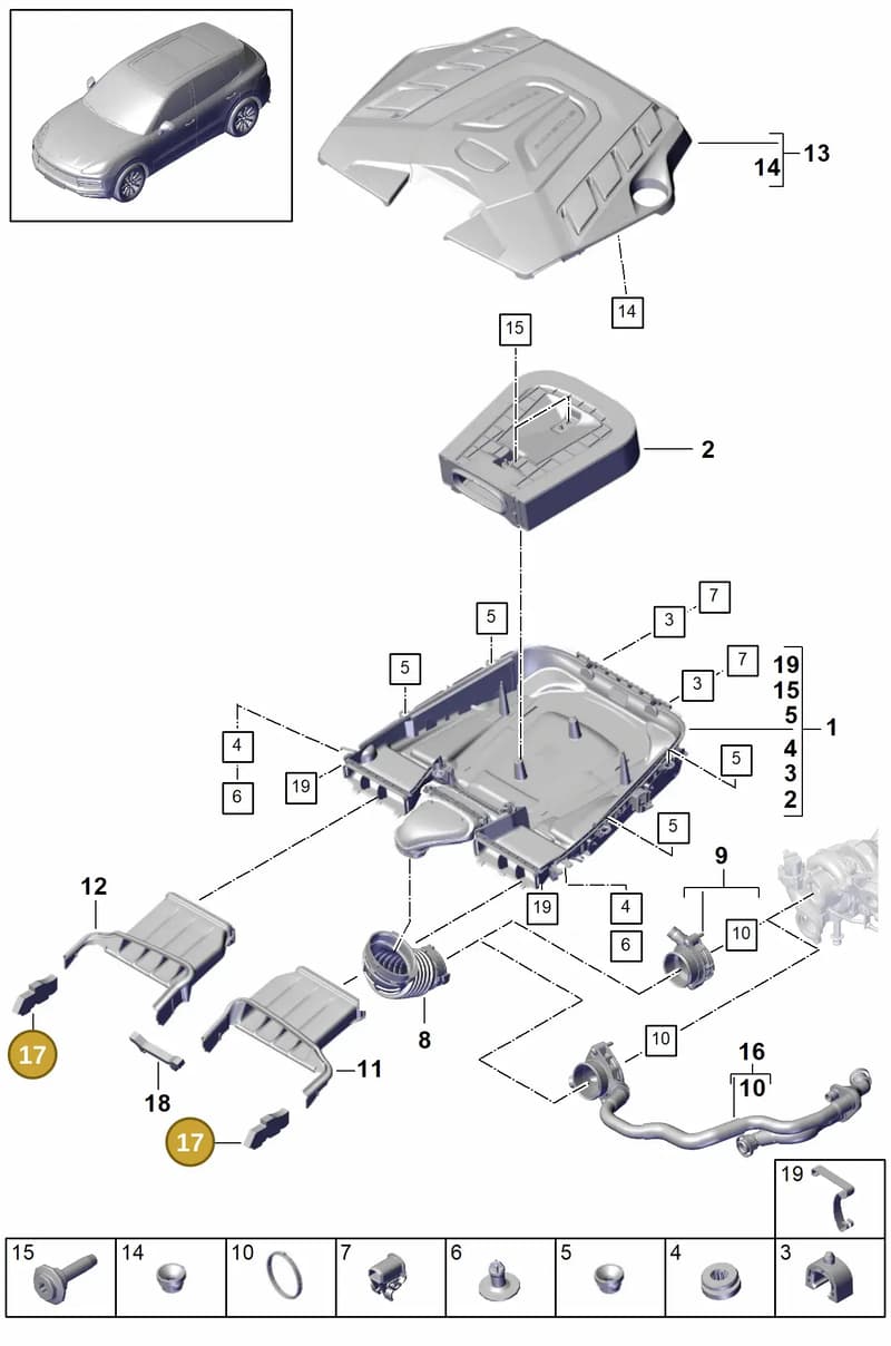 9Y0129717 — Porsche Cayenne (2017-2023) diagram p51106010, position 17