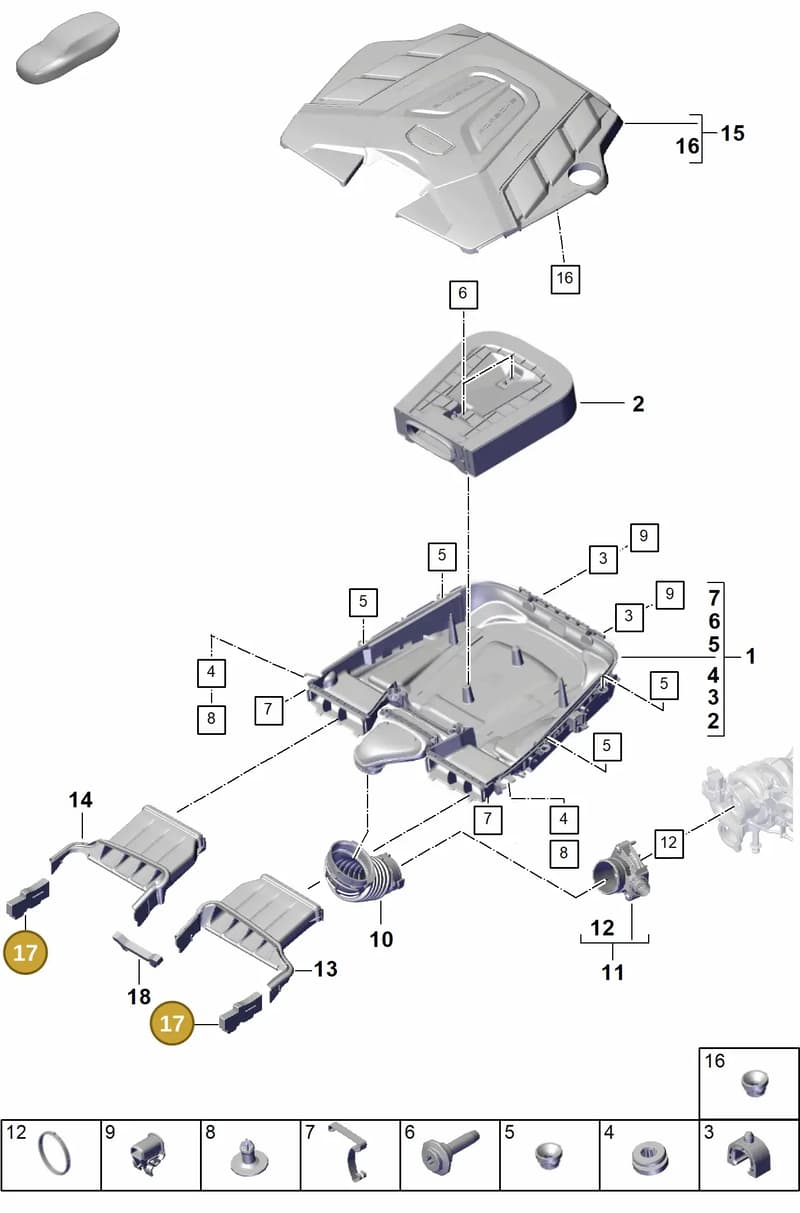 9Y0129717A — Porsche Cayenne Coupe (2023-2023) diagram p60106010, position 17