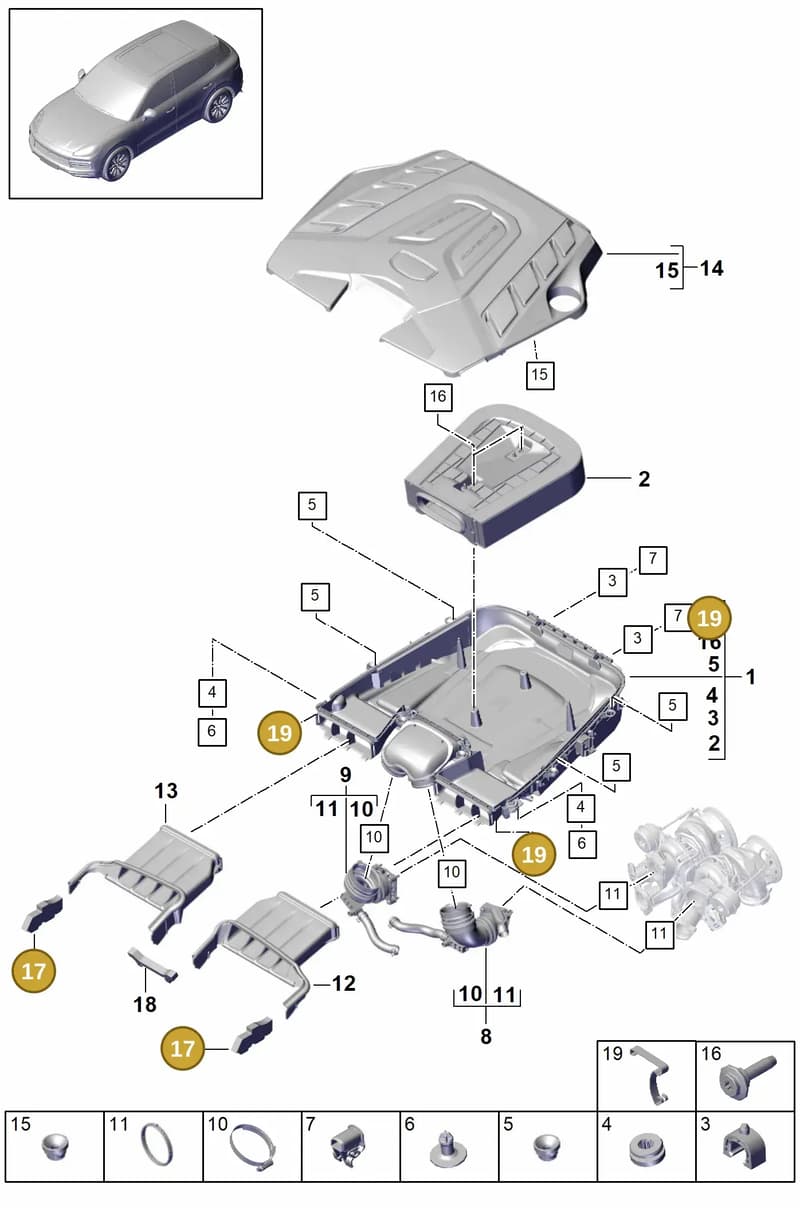 9Y0129717 — Porsche Cayenne (2017-2023) diagram p51106000, position 17+19