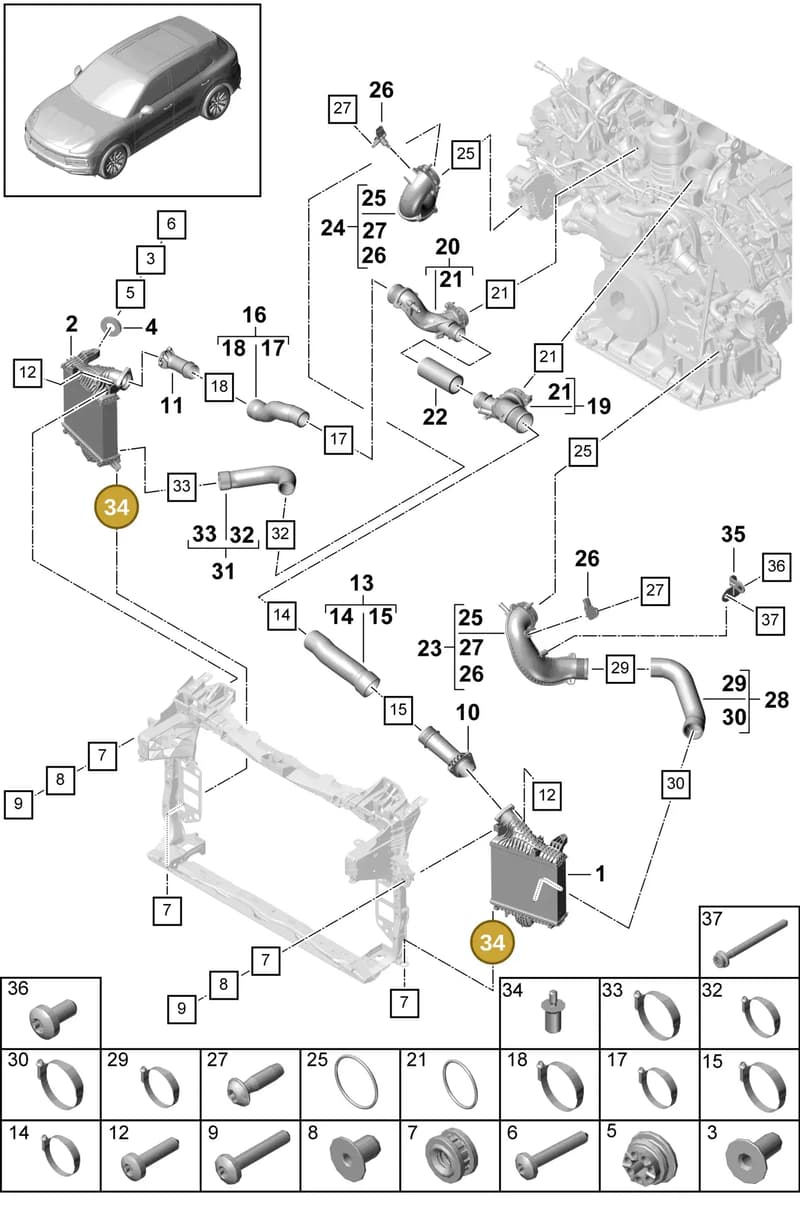 9Y0145631 — Porsche Cayenne (2017-2023) diagram p51107060, position 34+40