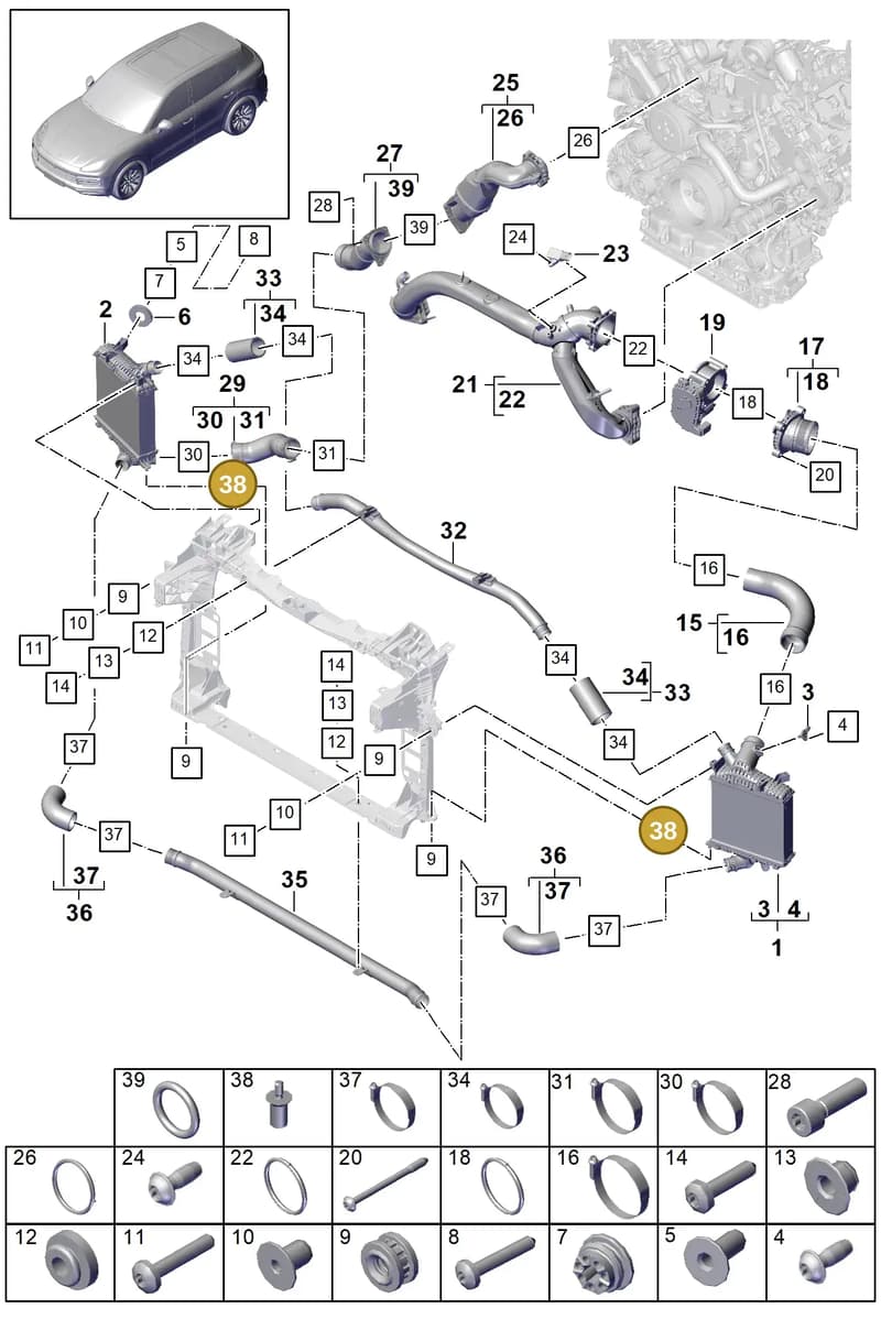 9Y0145631 — Porsche Cayenne (2017-2023) diagram p51107070, position 38