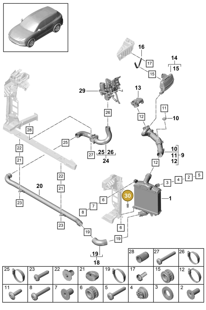 9Y0145631 — Porsche Cayenne (2017-2023) diagram p51107080, position 30