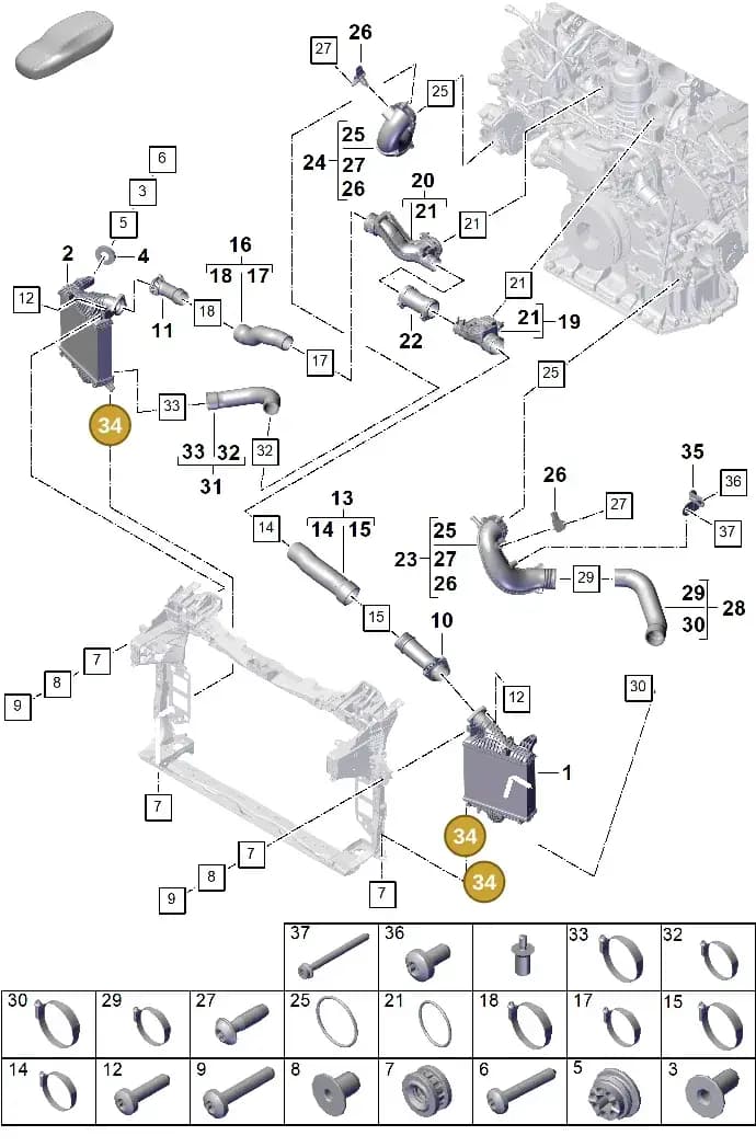 9Y0145631 — Porsche Cayenne Coupe (2023-2023) diagram p60107230, position 34