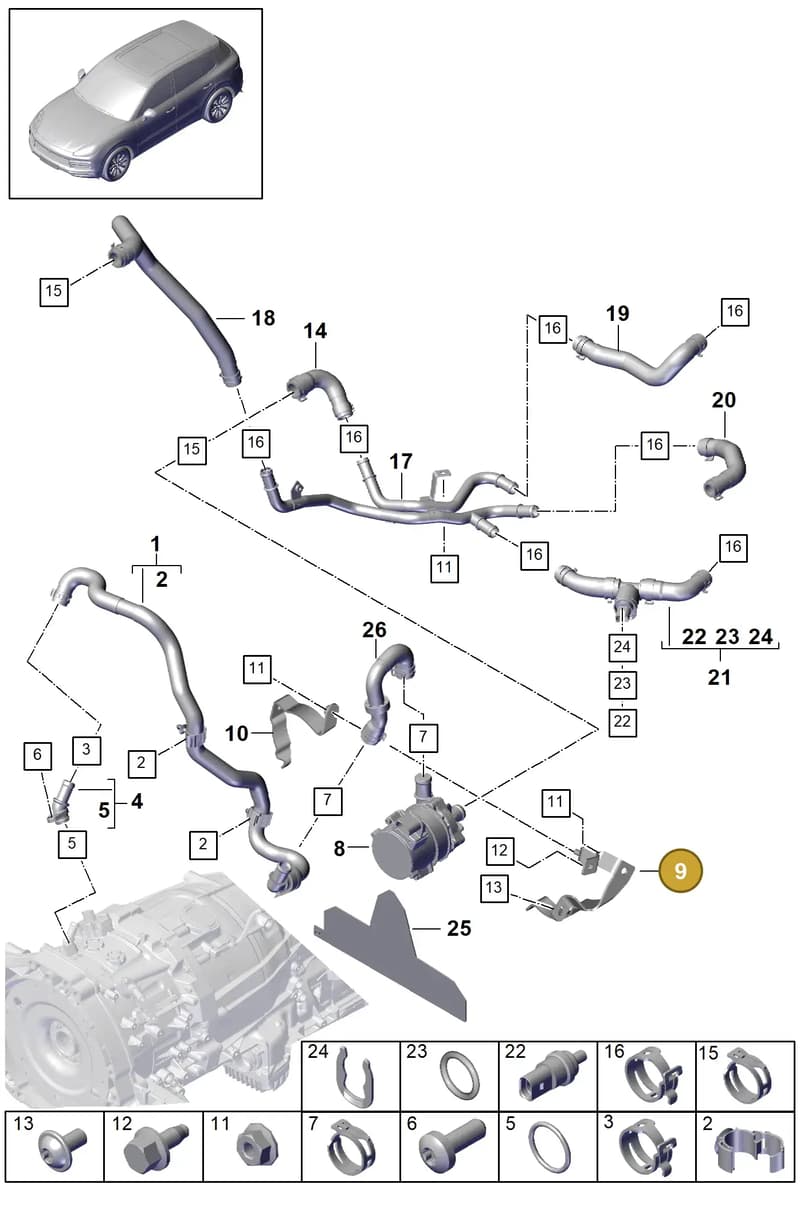 9Y0145912B — Porsche Cayenne (2017-2023) diagram p51105080, position 9