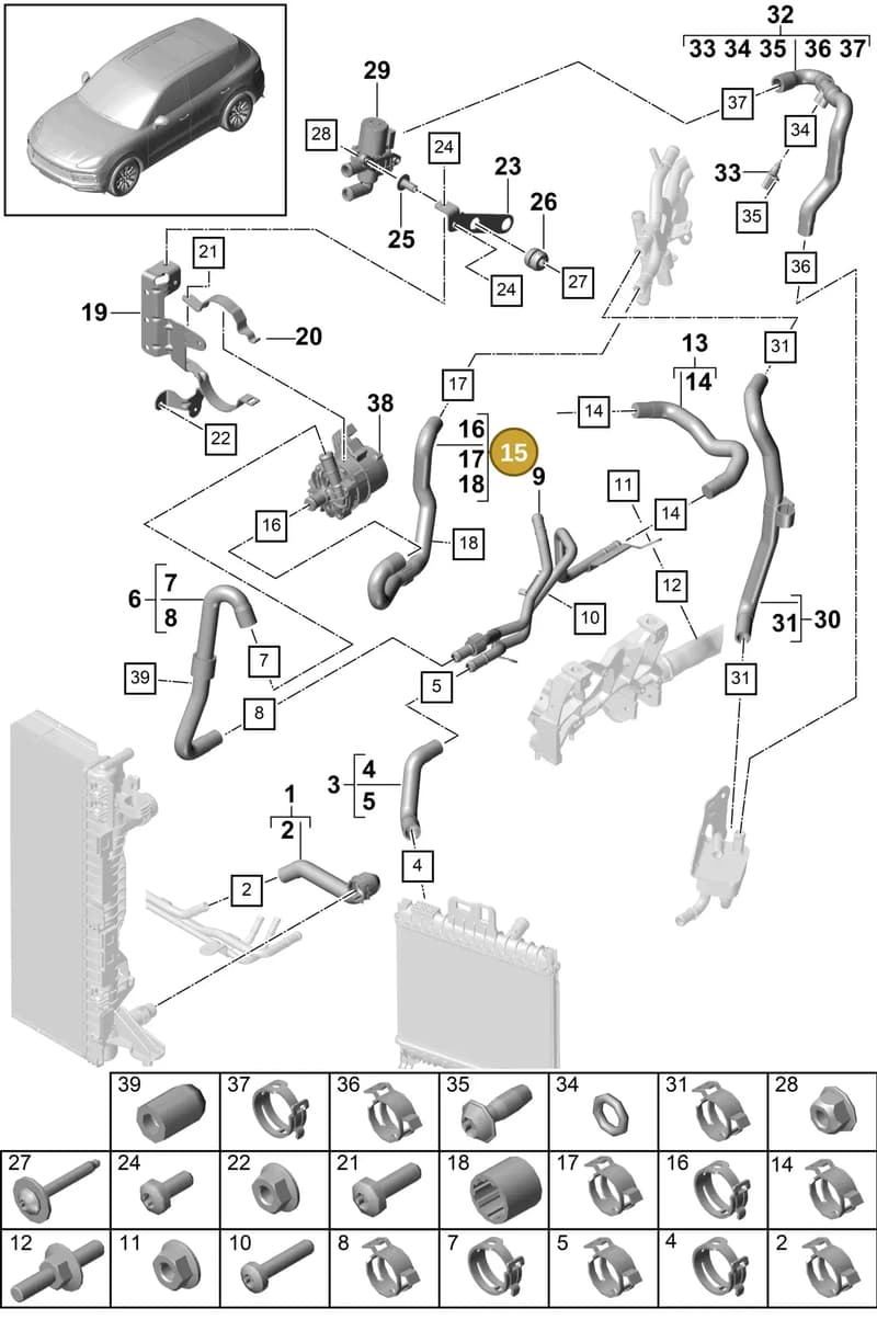 9Y0145920 — Porsche Cayenne (2017-2023) diagram p51105100, position 15