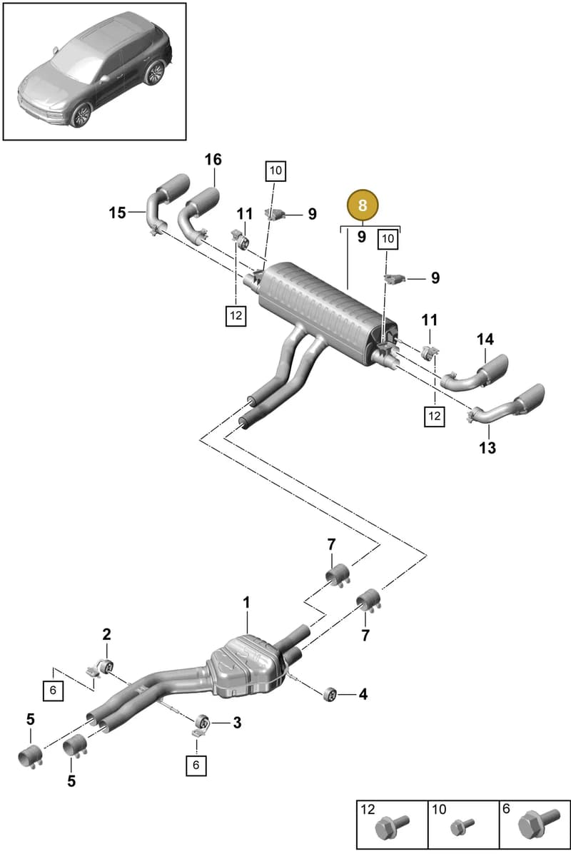 9Y0253125C — Porsche Cayenne (2017-2023) diagram p51203030, position 8