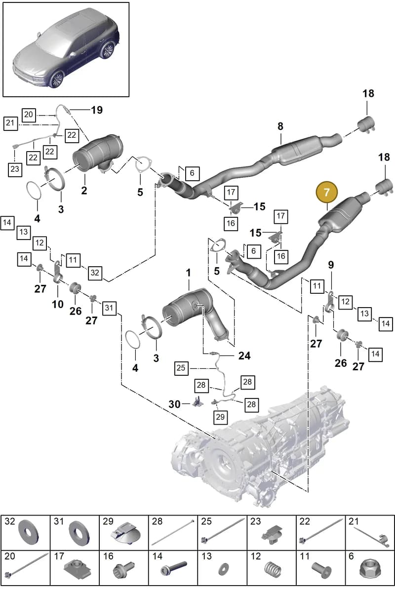 9Y0253300Q — Porsche Cayenne (2017-2023) diagram p51202065, position 7