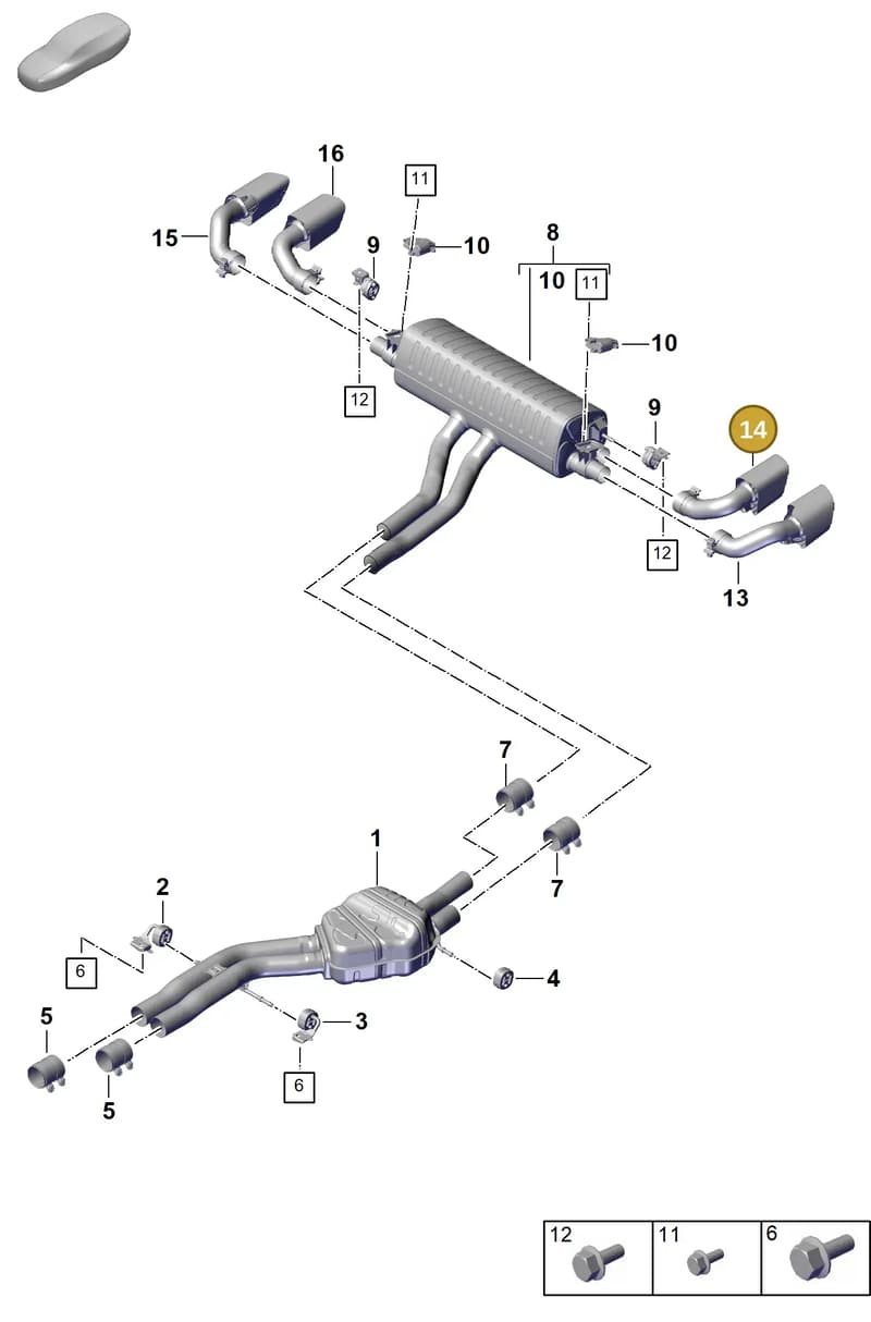 9Y0253823DP — Porsche Cayenne Coupe (2023-2023) diagram p60203050, position 14