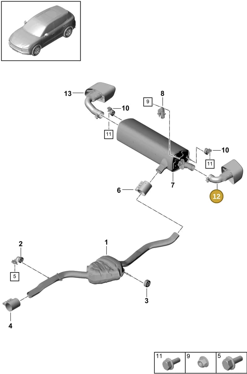 9Y0253823H — Porsche Cayenne (2017-2023) diagram p51203020, position 12
