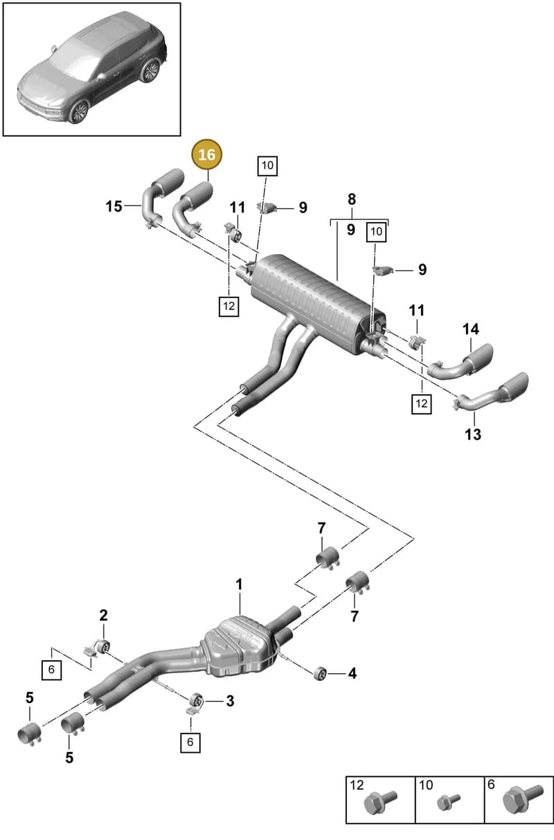 9Y0253824DT — Porsche Cayenne (2017-2023) diagram p51203030, position 16