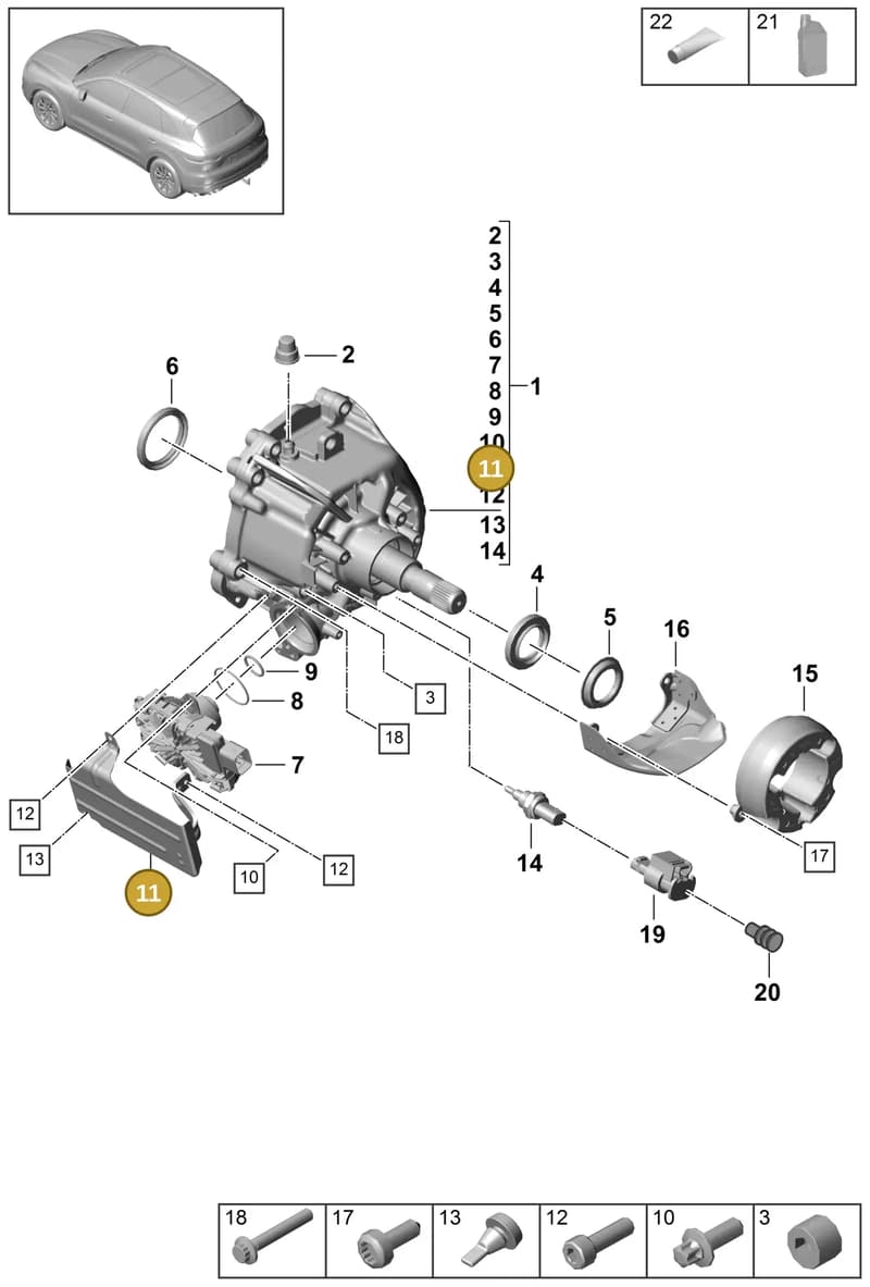 9Y0321129 — Porsche Cayenne (2017-2023) diagram p51305000, position 11